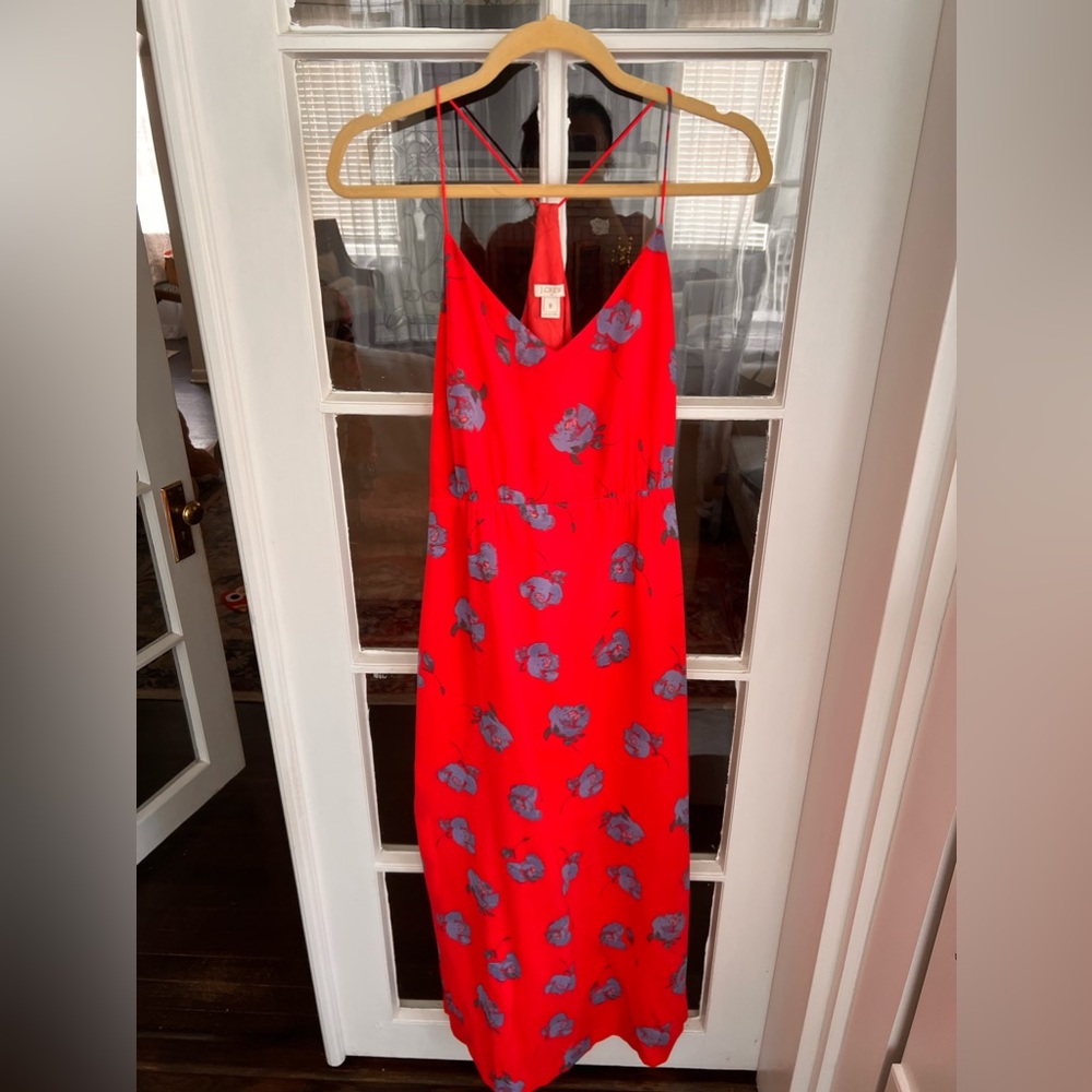 Jcrew Floral Print Coral Maxi Dress